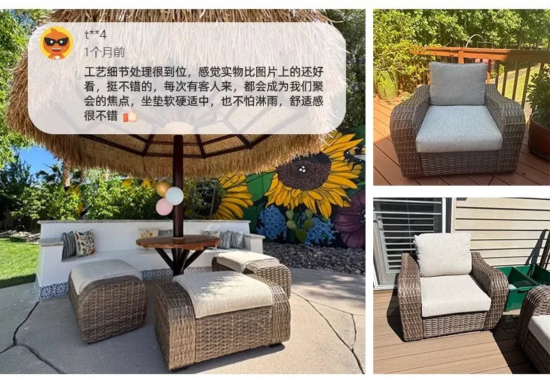 Nordic outdoor villa courtyard leisure sofa simple design milk tea shop cafe outdoor rattan combination furniture