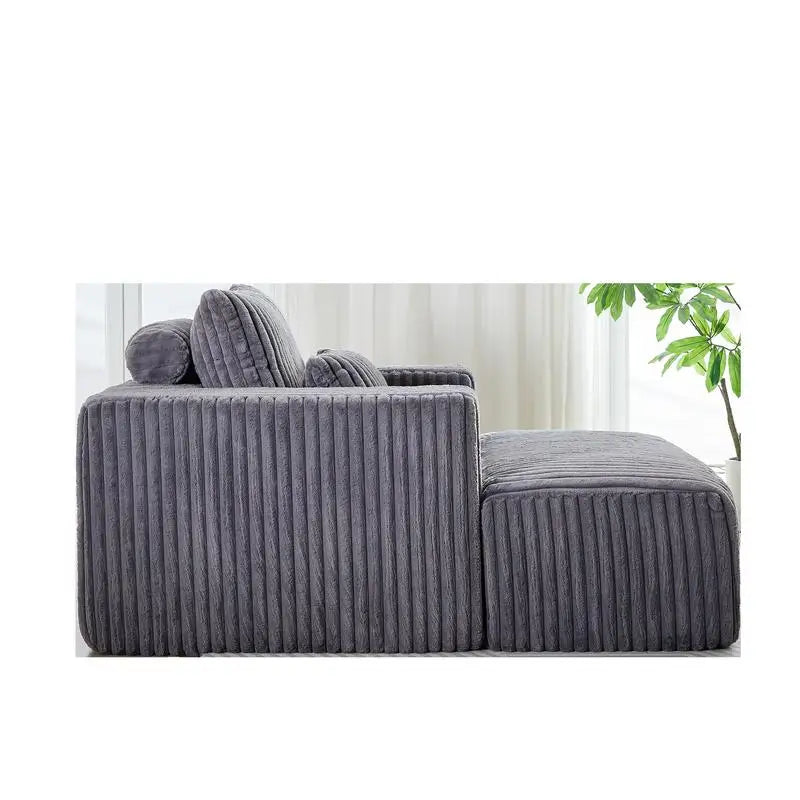 62.5-Inch Corduroy Sponge Sofa Lounge Chair with Removable Footrest, Fluffy Modern Sleeper Chair for Living Room and Bedroom,