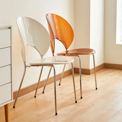 Nordic Dining Chair,home Leisure Transparent Dining Table Chair,minimalist Homestay Chair,hotel Shell Chairs, Sun Backed Chairs