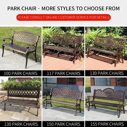 2025 New outdoor metal Bench with backrest garden long chair outdoor bench cast aluminum leisure Patio benches