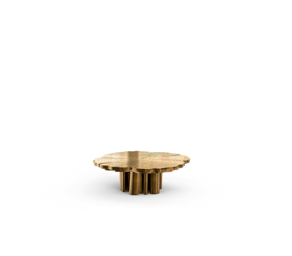 Italian light luxury round coffee table high-end villa living room stainless steel heterosexual etching