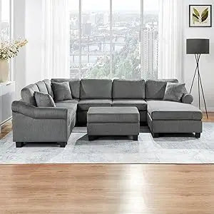 83-inch Pull Out Sleeper Couch Bed, L-Shaped Corner Reversible Sleeper Sectional Sofa Polyester Blend Tufted Upholstered Conver