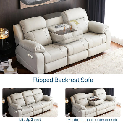 Hot-selling Pu leather living room electric recliner sofa manufacturer 3-seat functional furniture electric recliner sofa set