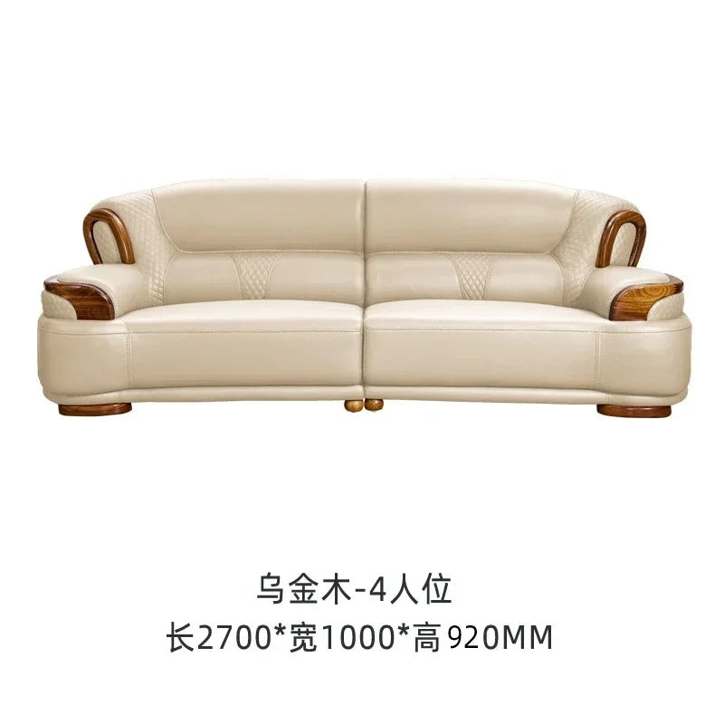 Designer Family Living Room Sofa Genuine Leather Sectional Floor Living Room Sofa Wood Minimalist Muebles Postmodern Furniture