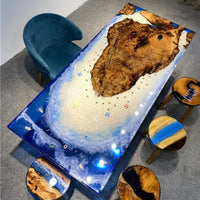 Modern Fashion Creative Living Room Office Epoxy Resin River Solid Wood Table Pattern Customization