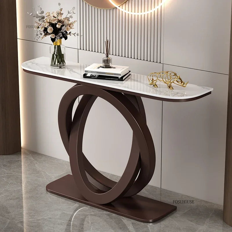 Luxury Iron Console Table Italian Semi-circular Entrance Cabinet Tables Home Furniture Creative Corridor Entryway Table