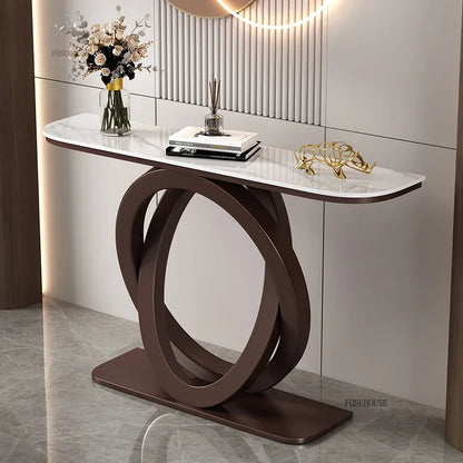 Luxury Iron Console Table Italian Semi-circular Entrance Cabinet Tables Home Furniture Creative Corridor Entryway Table