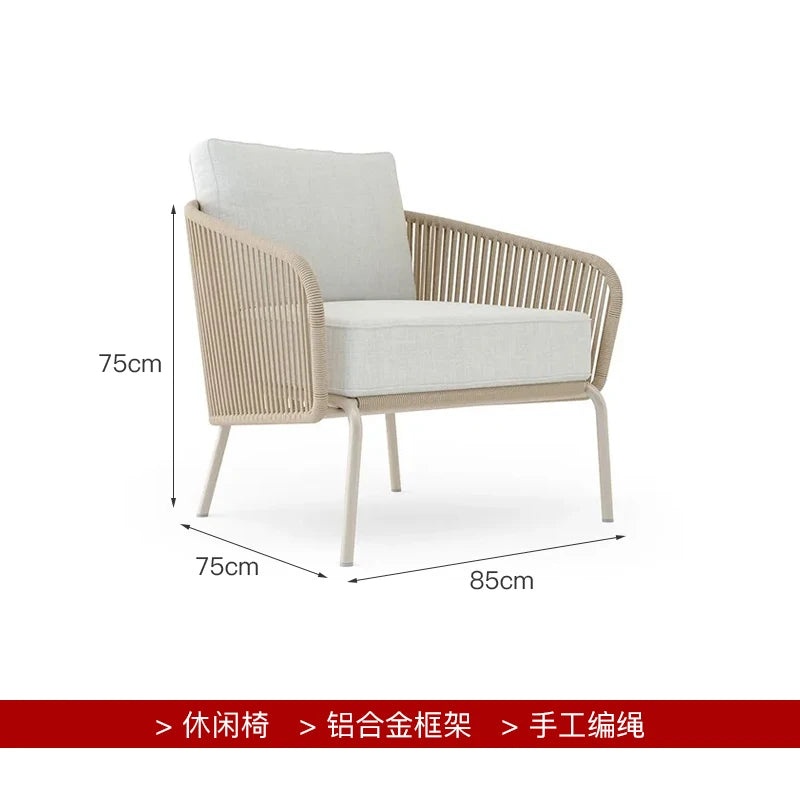 Outdoor rattan sofa, courtyard terrace, balcony, hotel terrace, homestay, garden, leisure rope sofa, coffee table combination