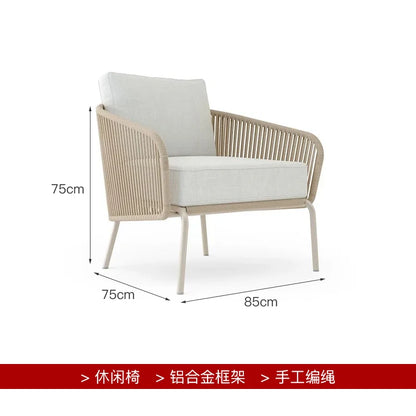 Outdoor rattan sofa, courtyard terrace, balcony, hotel terrace, homestay, garden, leisure rope sofa, coffee table combination