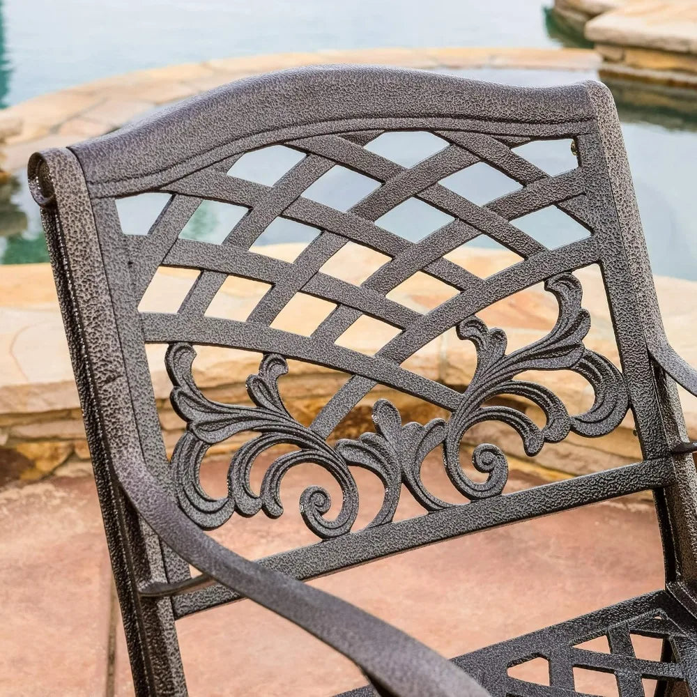 Sarasota Collection Cast Aluminum Outdoor Chairs, Two-Piece Set, Hammered Bronze Finish