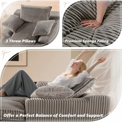 High-end Light Luxury Hot-selling Boneless Sofa Vacuum Compression Sofa Corduroy Retro Fabric Sofa