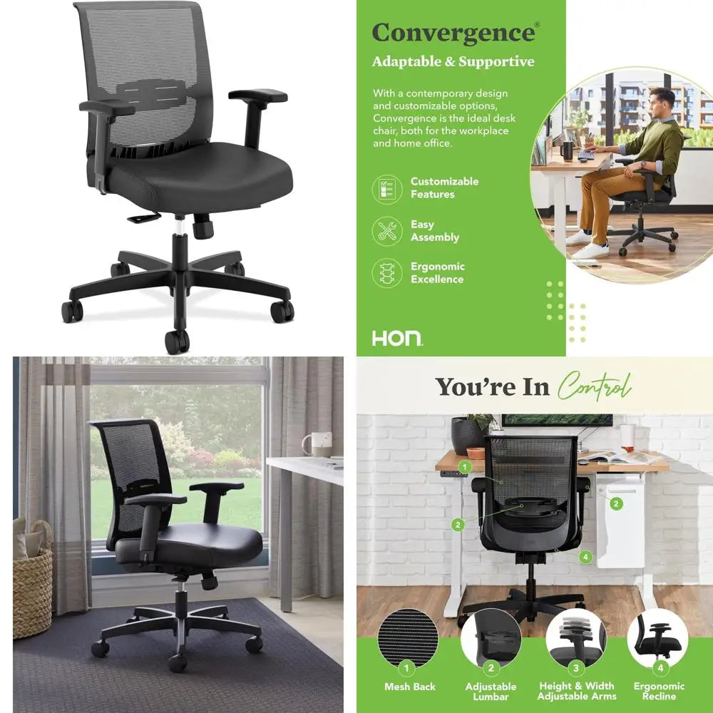 Ergonomic Office Chair with Breathable Mesh Back, Adjustable Armrests, Lumbar Support, and Rolli Feature