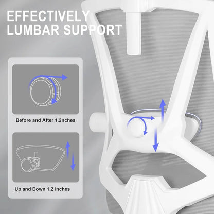 "ergonomic office chair with built-in footrest and adjustable lumbar support for high-back comfort"