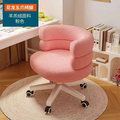 Living Room Swivel Chair Nordic Armchair INS Lift Computer Backrest Chair Lamb Wool Design Bedroom Makeup Chair Home Furniture