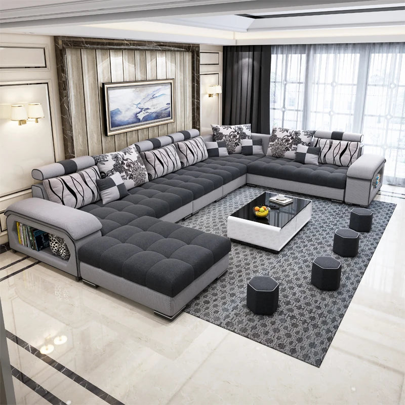 Fabric sofa, simple and modern size, living room, Nordic latex technology fabric sofa