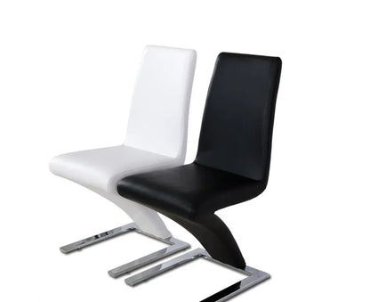 Modern minimalist Z-shaped PU leather metal dining chair, dining room chair