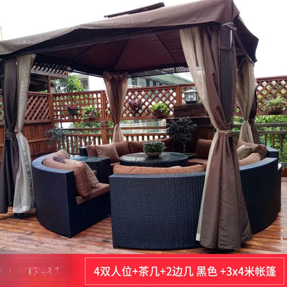 ZYH outdoor round rattan sofa combination leisure villa semi-circular rattan chair sofa
