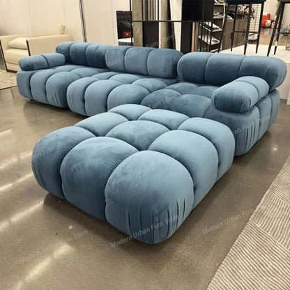 L Shaped Modular Sectional Sofas,Velvet Vacuum Modern Compressed Sofa,Luxury Corner Couch Living Room Sofa Set Furniture