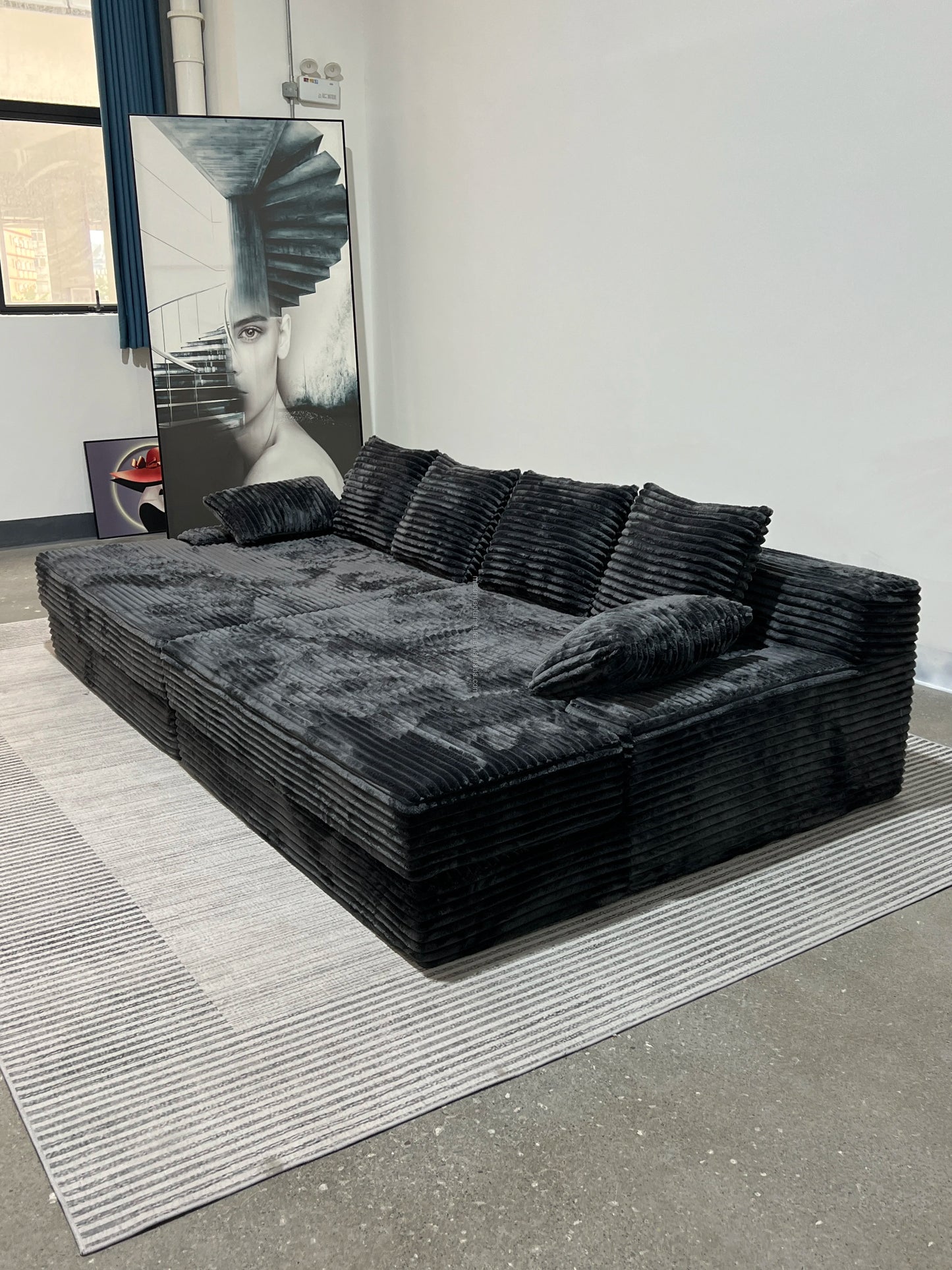 Thick striped corduroy plush modular combination sofa