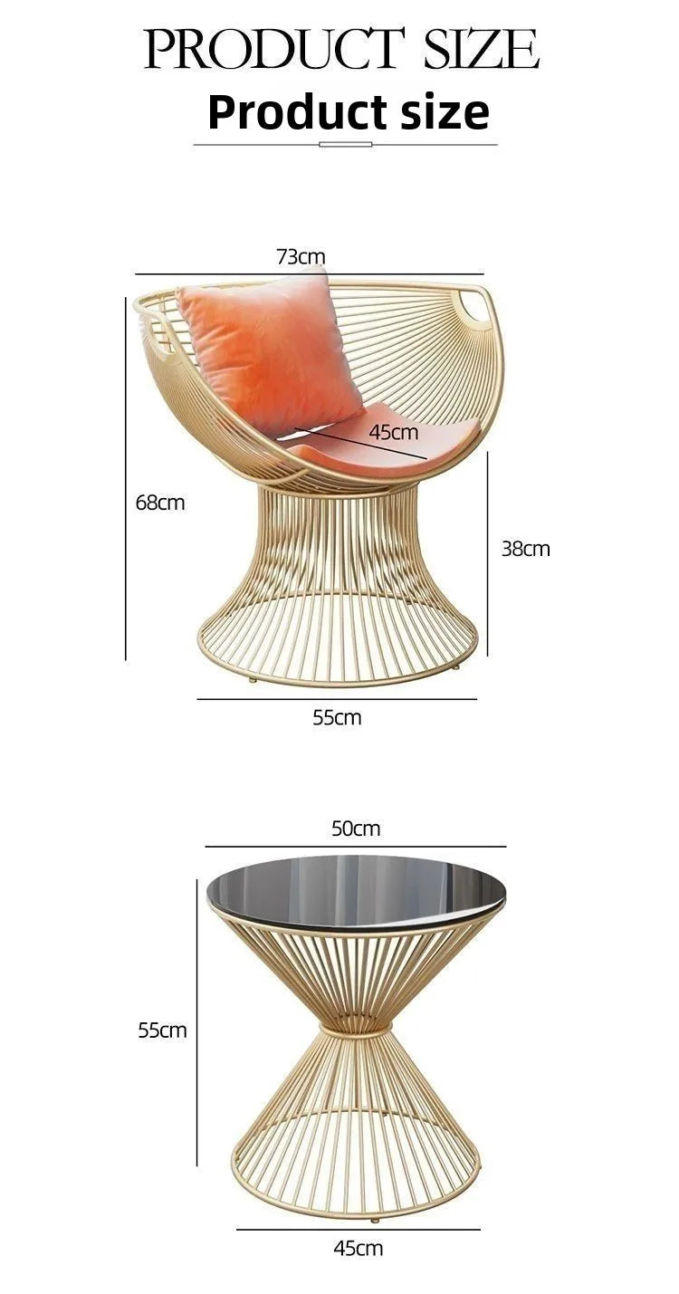 Cream Style Single Sofa Chair Designer Light Luxury Living Room Reception Table Balcony Leisure Table Chair Three Piece Set
