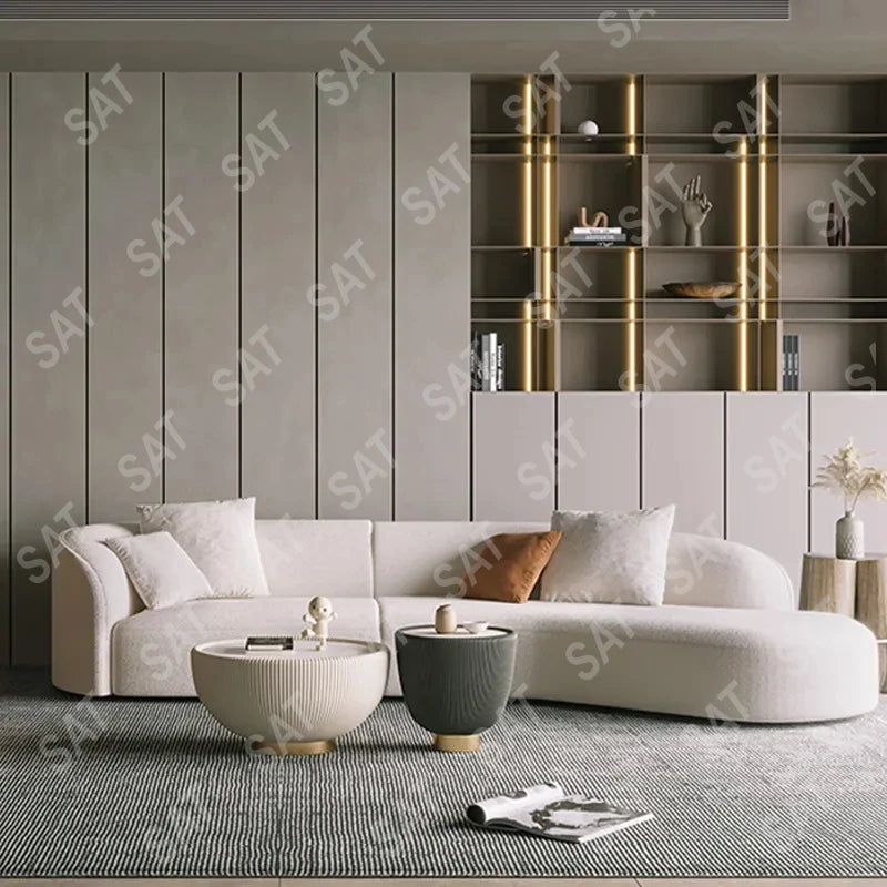 Home Sofa Set Furniture Couches Luxury Living Room Minimalist White Nordic Modern Boucle Couch Fabrics Semi Round Sofa