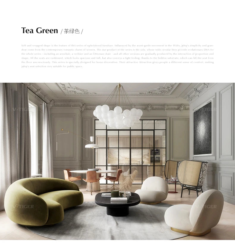 Whole house furniture Nordic Light Luxury Minimalist Cashew Sofa Designer Curved Living Room Fabric Craft Sofa Combination