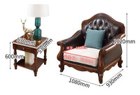 4*American all-solid wood leather sofa European double triple retro modern simple