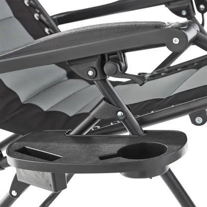 Oversized zero gravity chair bungee jumping sling recliner, gray and black