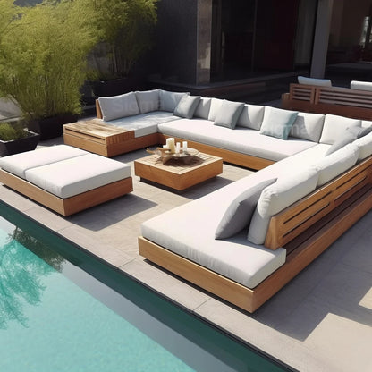 Durable Modern Teak Farmhouse Outdoor Garden Sofa Set Waterproof 2-Year Warranty Eco-Friendly Comfortable Solid Wood