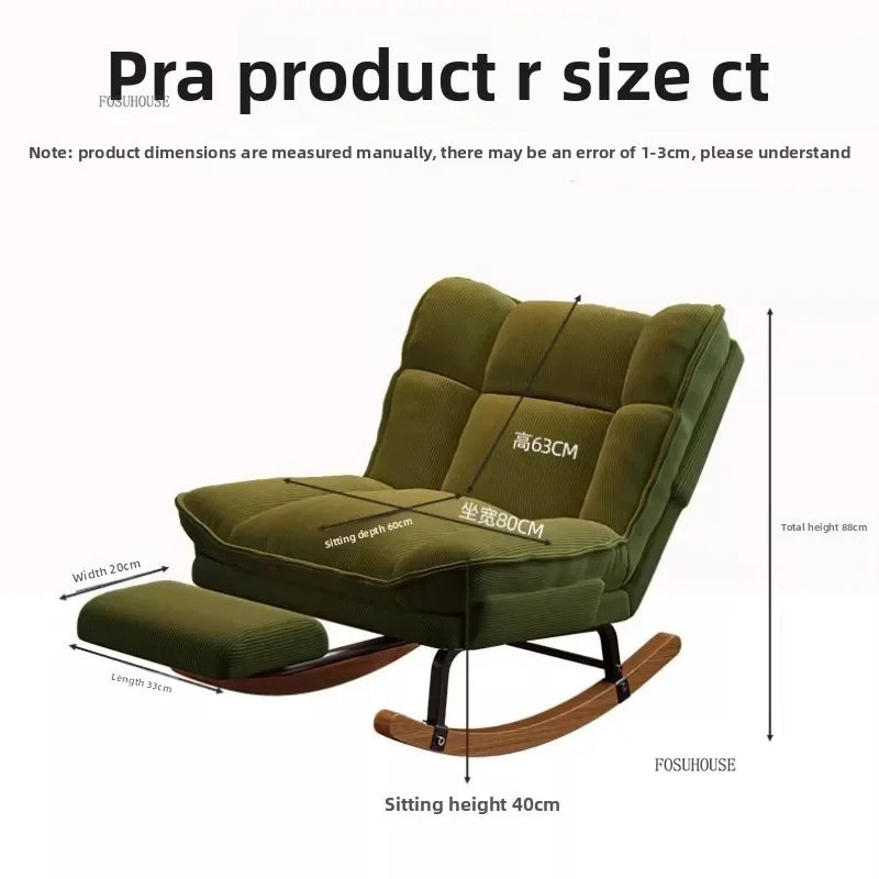 Nordic Widened Living Room Sofas Living Room Adults Can Rocking Single Sofas for Balcony Leisure Corduroy Rocking Lazy Chair