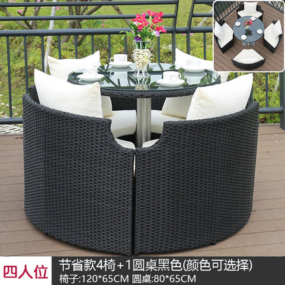 Outdoor leisure courtyard rattan chair five-piece combination outdoor villa open-air balcony creative storage home back chair