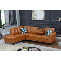 2-Piece Faux Leather Sectional Sofa - Stylish and Comfortable Living Room Furniture Set