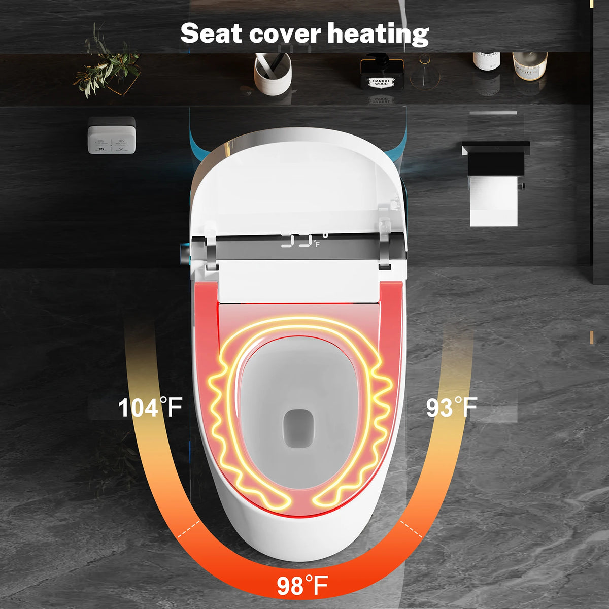 Smart Heated Bidet Toilet Seat Temperature Display Night Light Foot Sensor Flush Remote Control UL Certified Leak Protection