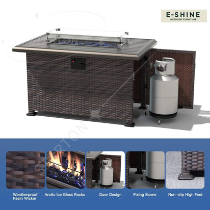 Modern Patio Rattan Sofa Set PE Wicker Sectional Sofa Set High Quality Rattan Outdoor Furniture Set with Fire Pit