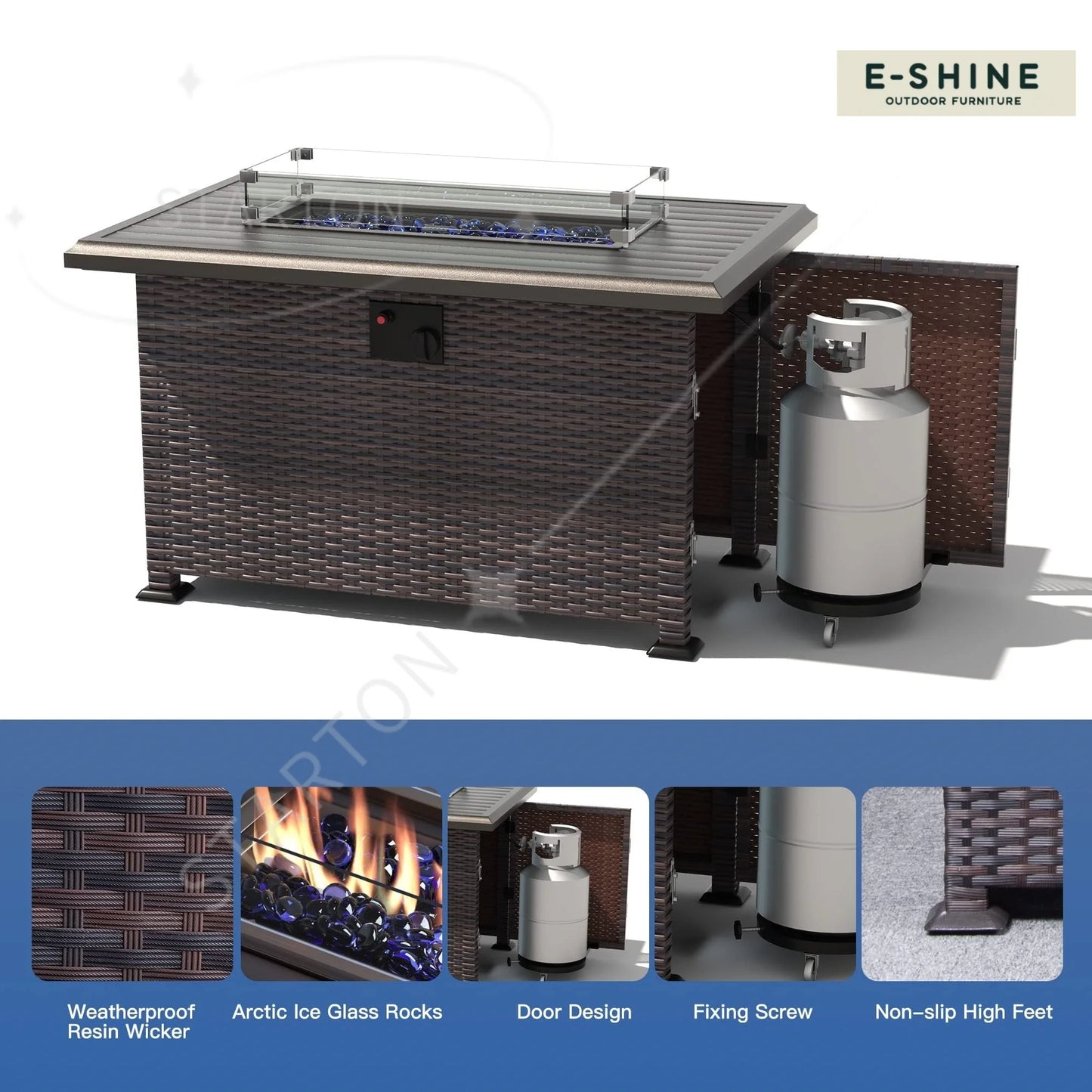 Modern Patio Rattan Sofa Set PE Wicker Sectional Sofa Set High Quality Rattan Outdoor Furniture Set with Fire Pit