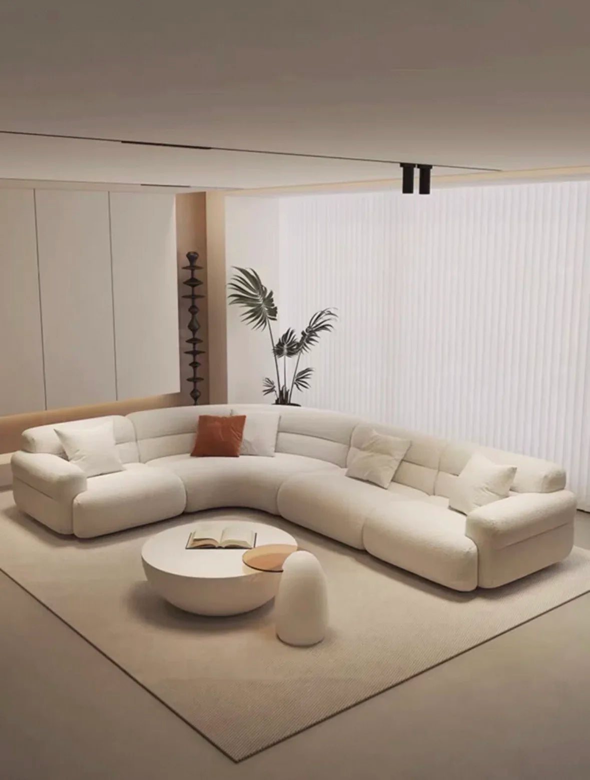 yA38 Italian minimalist corner large arc fabric combination sofa modern beauty salon size apartment