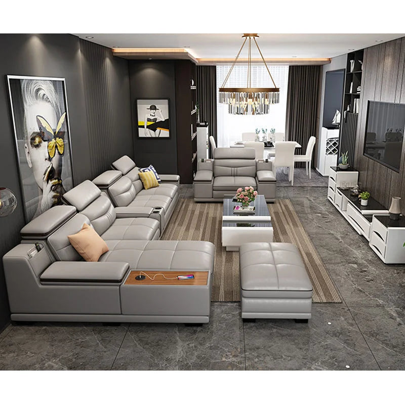 Hot Sales 2025 Custom Modern Luxury Fabric Reclining Massage Furniture Set Multifunctional Three Seat For Hotel Villa Fabric App