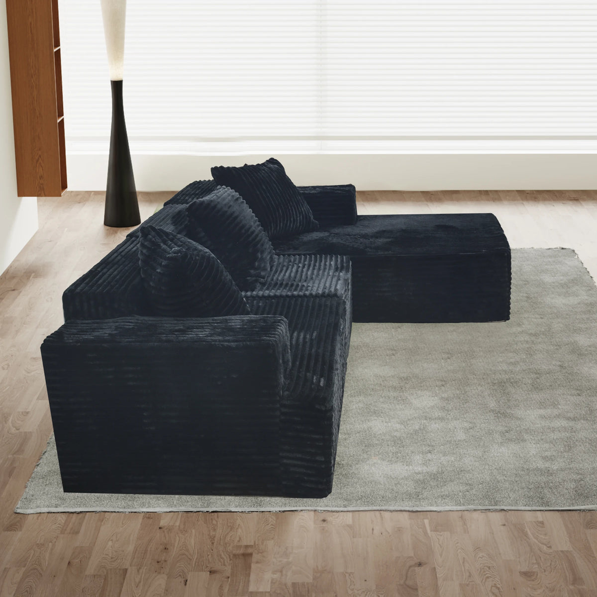 Minimalist compression combination sofa with boneless L-shaped and deep seat, comfortable lounge chair, living room, bedroom, ap