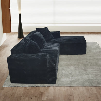 Minimalist compression combination sofa with boneless L-shaped and deep seat, comfortable lounge chair, living room, bedroom, ap
