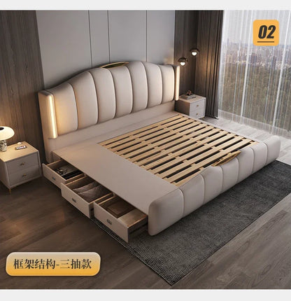 Luxury Frame Double Bed King Size Modern Living Room Frame Double Bed Queen Hotel Princess Cama De Casal Bedroom Furniture