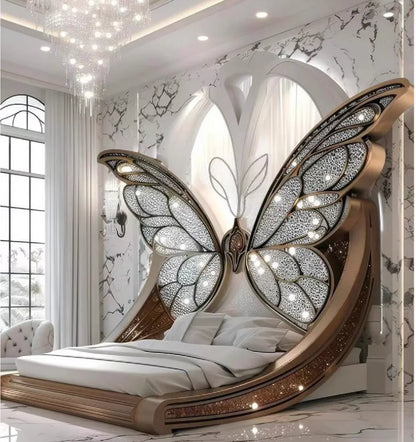 Princess  Butterfly Bed Villa Solid wood 2m bed 15 high French luxury bed bedroom custom