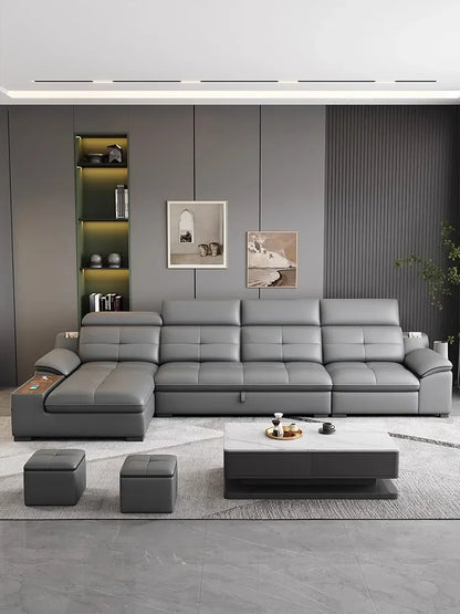 functional sofa, electric adjustable modern living room, storage princess, smart head, etc., dual-purpose leather sofa bed