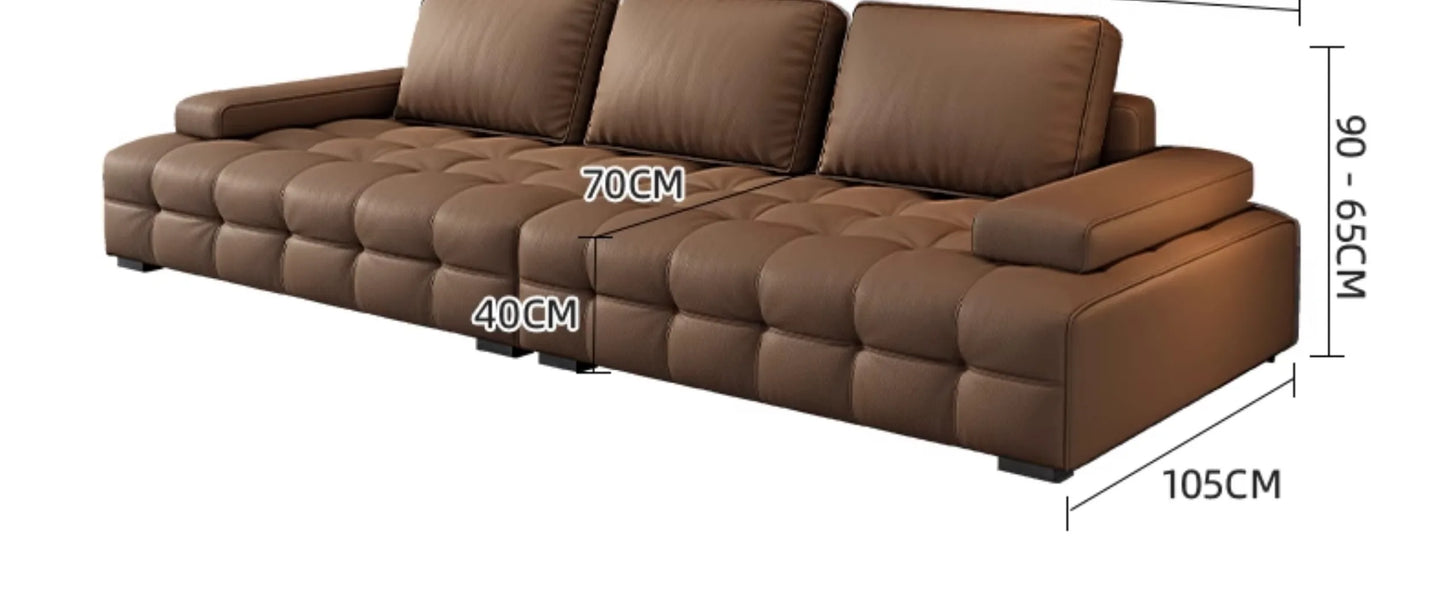 Modern Minimalist New Leather Living Room Lawrence Italian Light Luxury Straight L Shaped Sectional Lazy Soft Tatami Lounge Sofa