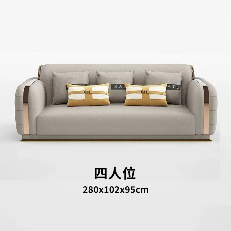 For Luxury Fancy Living Room Sofa Genuine Leather Designer Italian Sofa Loveseat Single Canape Salon De Luxe Apartment Furniture