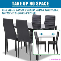 | 5-Piece Dining Table Set | Glass Kitchen Table with 4 Upholstered Chairs | Space-Saving Design