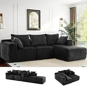 Customizable Shaped Modular Sectional Sofa, No Assembly Boneless Compression Memory Foam Cloud Couch with Sleeper