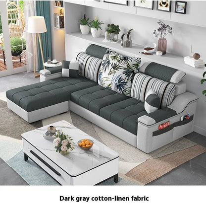 Modern minimalist Nordic fabric sofa with recliner family small apartment hotel living room bedroom
