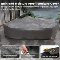 6-Piece Outdoor Wicker Sectional Sofa Set with 8-Inch Armrests, Waterproof Cover, and Coffee Table for Garden and Patio