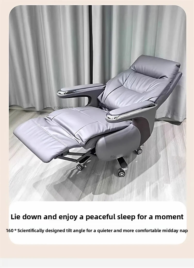 Electric Reclining Office Chairs Luxury Leather Executive Computer Armchair European Bedroom Furniture Home Ergonomic Desk Chair