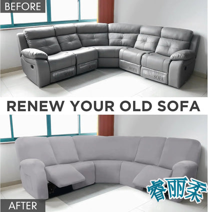 Milk Silk 7-Pieces Sectional Sofa Covers 5-Seater L Shape Recliner Sofa Cover Slipcover Washable Furniture Cover Protector